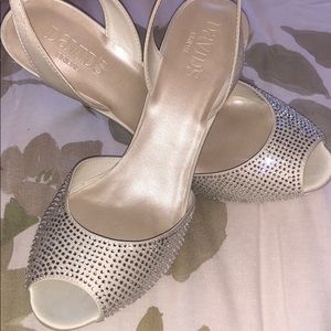 David’s Bridal white sparkle heels